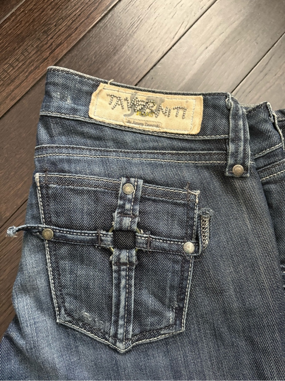 Taverniti Dark Blue Women’s Jeans with Decorative Back Pocket